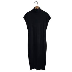 Theory Funnel Neck Cashmere Angora Midi Dress